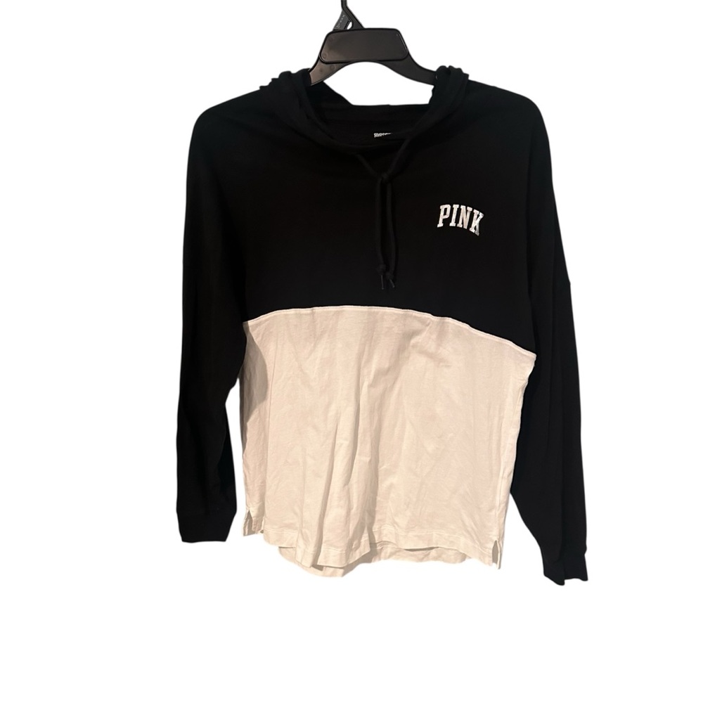 PINK Victoria's Secret Black Hoodie with White Logo small